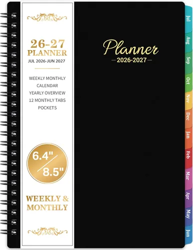 Agenda académica 2026-2027, julio 2026 a junio 2027, agenda semanal y mensual 2026-2027, planificador calendario, 6.4 x 8.5 pulgadas con cubierta