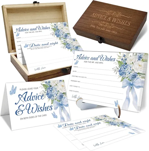 Miniatura 10 de Consejos y deseos para el señor y la señora - Tarjetas de consejos de boda de champán para decoraciones de despedida de soltera, buenos deseos