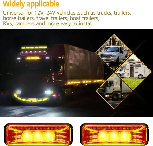 Miniatura 4 de Yahenda 20 Piezas Luces Marcadoras LED para Remolque de 3.9 Pulgadas con 3 LED Impermeables Luz Marcadora Lateral Rectangular Luces de Circulación