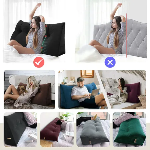 Miniatura 3 de Almohada triangular para cabecero, almohada de lectura triangular, almohada de pana triangular, cojín de cabecera para cabecera, almohada de apoyo