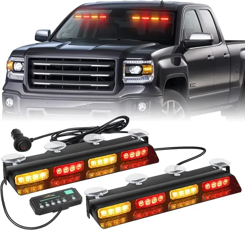 Miniatura 11 de XRIDONSEN Luces estroboscópicas de emergencia para salpicadero, advertencia intermitente de seguridad ámbar con controlador de pantalla digital