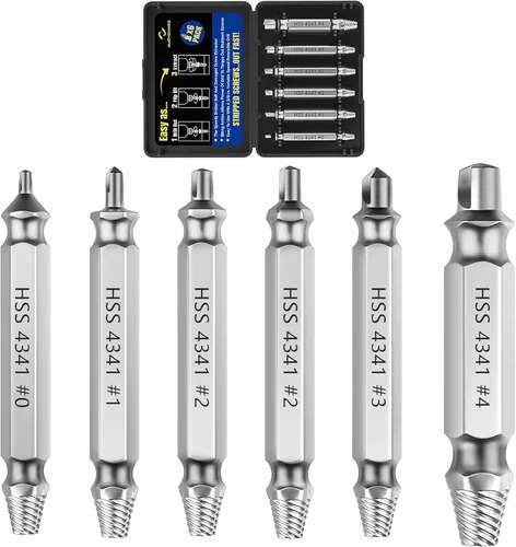 Nuovoware Juego de Extractor de Tornillos Dañados, 6 Piezas Easy Out Herramientas de Broca para Tornillos Pelados, Tuercas y Pernos, Kit Extractor