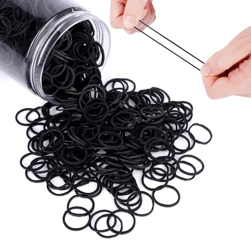 Miniatura 2 de HOYOLS Bandas de goma negras pequeñas de 1/2 pulgada para ligas para el cabello, elásticas, mini trenzas para bebés, niñas, bebés, niños, cabello
