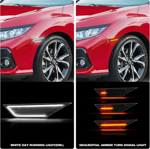 Miniatura 2 de Gempro Luces LED de posición laterales para Honda Civic Sport Si 2016-2021 Civic Coupe Sedan Hatchback señales de giro delanteras secuenciales ámbar
