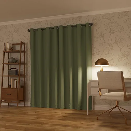 Miniatura 2 de Sun Zero Nordic Juego de 2 paneles de cortinas con ojales, reducción de ruido, 100% blackout, calidad de teatro, 52 x 63 pulgadas, verde salvia