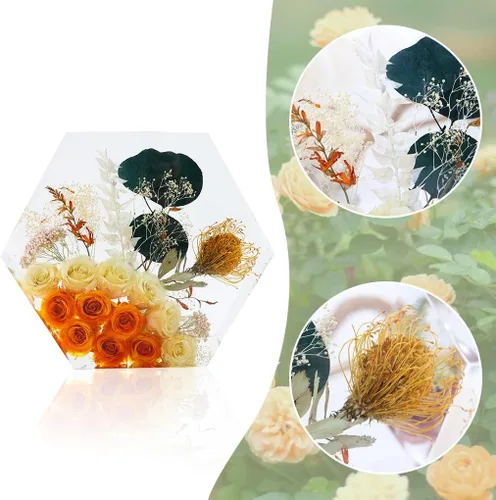 Miniatura 3 de Molde de resina hexagonal, moldes de silicona hexagonal profunda para resina, moldes de resina epoxi geométrica para preservación de flores, boda