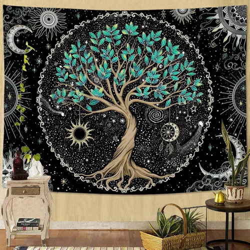 Miniatura 24 de Spenlife Tapiz del Árbol de la Vida en Blanco y Negro para Dormitorio, Tapices Espirituales Estéticos, Tapices de Árbol Estéticos, Tapiz Estético