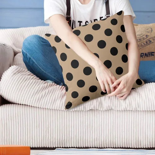 Miniatura 5 de Fundas de almohada de lunares negros sobre beige de 16 x 16 pulgadas, fundas de almohada decorativas rústicas y cuadradas para decoración del sofá