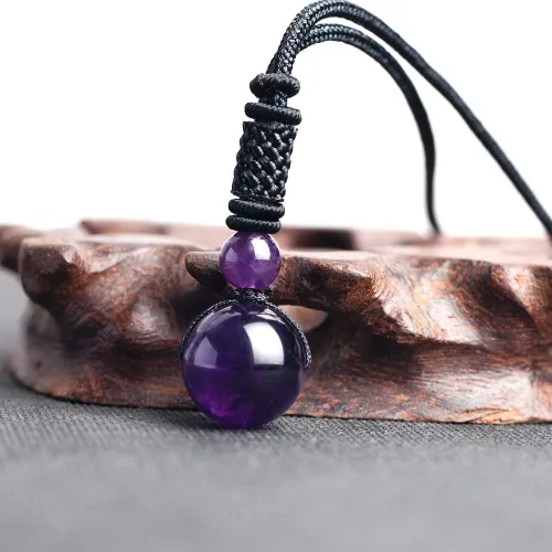 Miniatura 2 de iSTONE Collar unisex con dije de cuentas redondas auténticas, cadena de cuerda negra de 24 pulgadas para hombres y mujeres