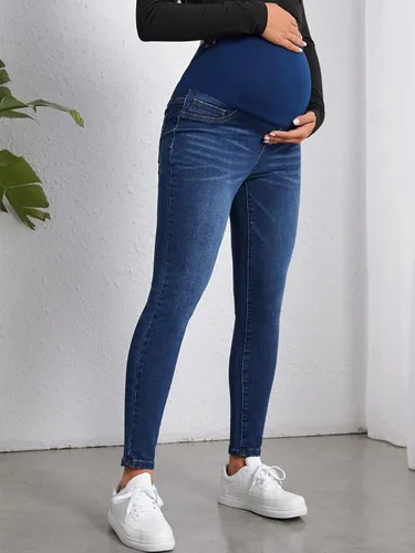 Miniatura 5 de Floerns Jeans de maternidad para mujer, de cintura alta, ajustados, cómodos, elásticos, pantalones de embarazo