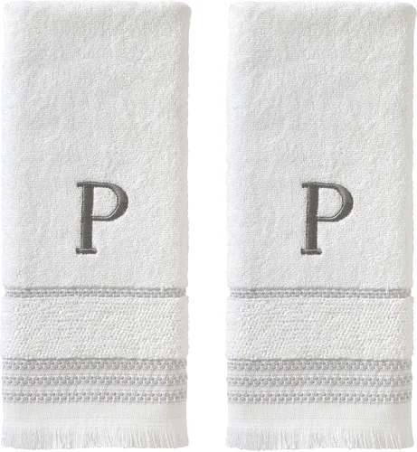 Miniatura 49 de SKL Home Toalla de baño casual con monograma, S, 28 x 54 pulgadas, color blanco
