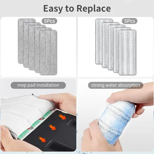 Miniatura 4 de 10 piezas de almohadillas de repuesto para escoba Joymoop, 13 * 4.9'' almohadillas universales para escoba recargables lavables para escoba húmeda