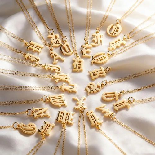 Miniatura 6 de Collar con dije de letra de inicial para mujer, chapado en oro de 18 quilates, para dama de honor, regalo para niñas