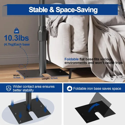 Miniatura 4 de EMART Soporte de fondo resistente de 10 x 10 pies, kit de fotografía de fondo para fotos de tuberías y cortinas, marco de metal ajustable con base