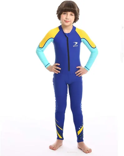 Miniatura 4 de ZCCO Traje de baño para niños, traje de sol de cuerpo completo, traje de agua de una pieza para niños y niñas, de manga larga para nadar