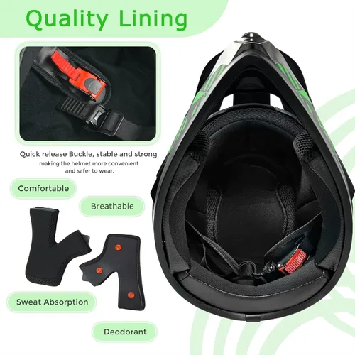 Miniatura 5 de Cascos de Dirt Bike para Jóvenes de Moda para Niños, Motocross, Motocicleta, BMX, ATV, Todoterreno, Cuatro Ruedas, Cascos Integrales para Bicicleta