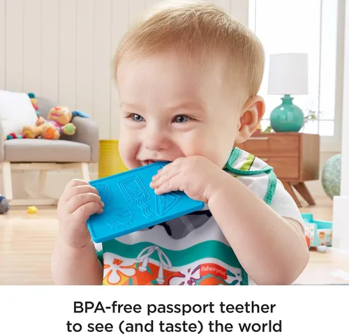 Miniatura 5 de Fisher-Price Juego de regalo para bebé con 4 juguetes con temática de viaje para jugar fuera de casa, Fisher-Price Tiny Tourist