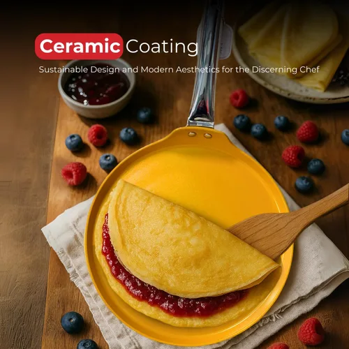 Miniatura 7 de SALFORD Sartén antiadherente de cerámica de 11 pulgadas para crepé Dosa Tawa, plancha plana para panqueques, tortillas y huevos, compatible