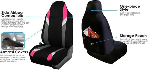 Miniatura 5 de FH Group Tres filas para 7 pasajeros - Fundas de asiento premium de diseño modernístico - Se ajustan a la mayoría de autos, camiones, SUV y Rosado