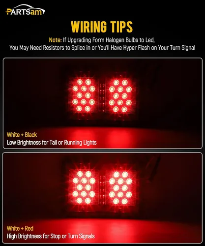 Miniatura 3 de Partsam 2X Luces Traseras Dobles para RV, Camión Camper y Remolque, 24-2835 LED, Montaje en Superficie Horizontal y Vertical, Luz Trasera Roja, Rojo