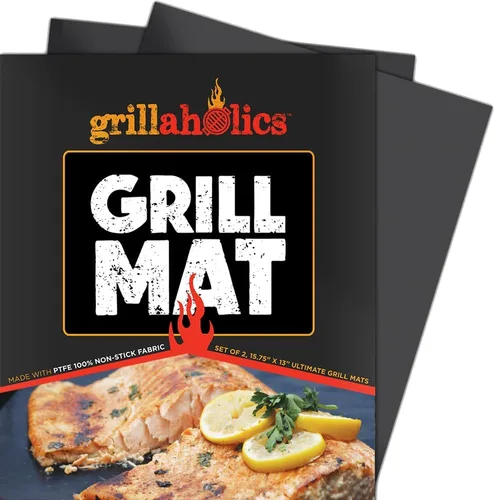 Grillaholics Alfombrilla de Parrilla - Juego de 3 Alfombrillas Resistente para Barbacoa - Antiadherentes, Reutilizables y Aptas para Lavavajillas,