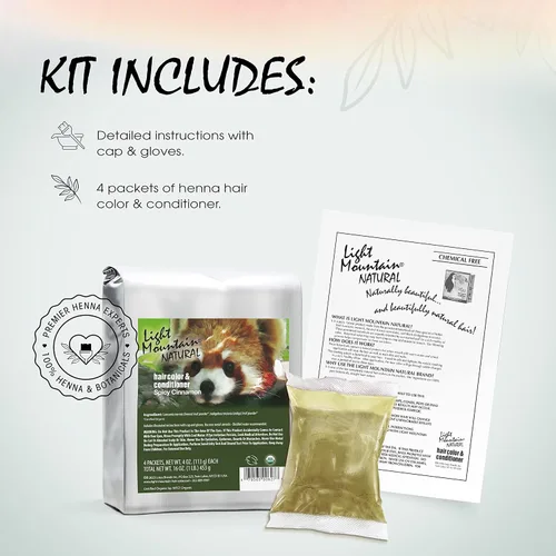 Miniatura 2 de Light Mountain Tinte y acondicionador para el cabello de henna, tinte picante para el cabello canela para hombres y mujeres, polvo orgánico de hoja