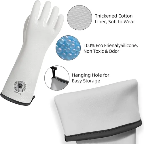 Miniatura 2 de Guantes de silicona para horno, 15 pulgadas, extra largos, resistentes al calor con dedos, guantes de horno de cocina, guantes de ahumador