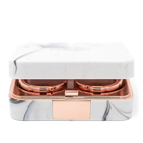 Miniatura 4 de EYELOV - Estuche de viaje, bonito contenedor de mini lentes de contacto con diseño de mármol, incluye herramienta de extracción de lentes
