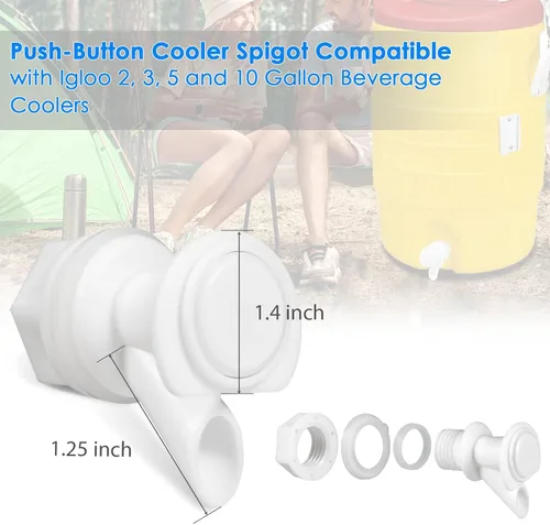 Miniatura 2 de 3 piezas de repuesto de grifo de agua con botón, reutilizable, compatible con enfriador de agua Igloo de 2, 3, 5 y 10 galones, sin BPA, grifo