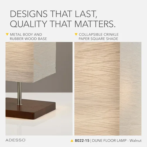 Miniatura 4 de Adesso Lámpara de pie de tres luces, base de madera natural y brillo ajustable, iluminación perfecta para dormitorio, sala de estar y decoración