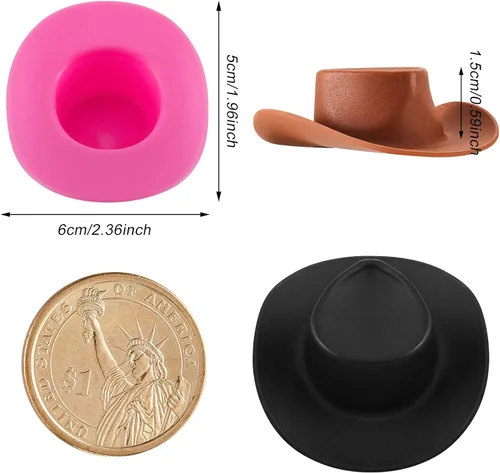 Miniatura 2 de Skylety 20 piezas de sombreros de vaquero y vaquera de plástico en miniatura occidental pequeños para muñecas, lindos sombreros de muñeca