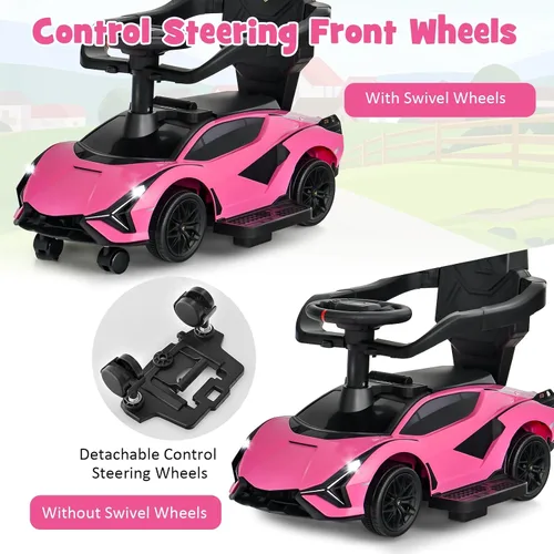 Miniatura 4 de INFANS Lamborghini - Cochecito de bebé 3 en 1, auto deslizante con licencia para caminar con mango de control parental, música, faro, almacenamiento