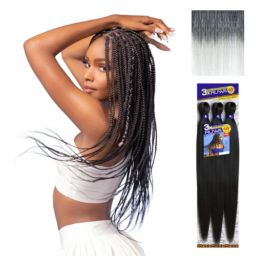 Miniatura 39 de Sensationnel Ruwa - Cabello trenzado preestirado, 3 x 48 pulgadas, repelente al agua, kanekalon, de secado rápido, sintético, sin picazón