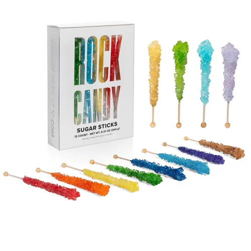 Candy Envy - Surtido de palitos de azúcar de caramelo de roca - 10 envueltos indiv. - Colores surtidos