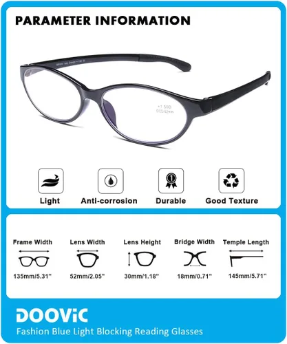 Miniatura 2 de DOOViC Paquete de 2 lentes de lectura de moda para mujer, diseño elegante, bloqueo de luz azul, lectores 1.5
