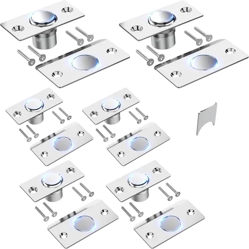 Miniatura 13 de Mousike Accesorios para atrapar bolas de puerta, cierre magnético oculto ajustable, placa de golpeo de acero inoxidable con fuerte succión, Negro