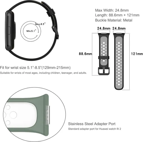 Miniatura 3 de Lijinlan Paquete de 4 correas compatibles con Huawei Watch Fit 2 activas/clásicas/elegantes, correa deportiva de repuesto de silicona suave 8Pack