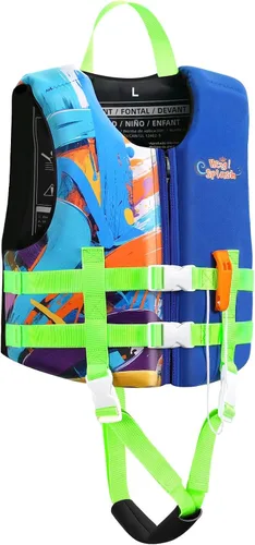 Miniatura 14 de HeySplash Chaleco de natación para niños pequeños, chaqueta de natación para niños de 30-50/50-80 libras, chaleco flotante para niños con correa