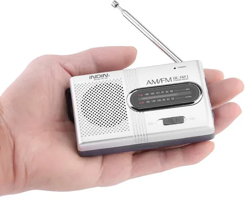 Miniatura 5 de Receptor de radio AM/FM portátil, radio AM FM de bolsillo con antena telescópica altavoz integrado y conector para auriculares para viajes al aire