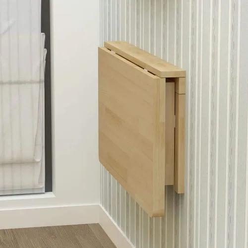 Miniatura 12 de MM MELISEN Escritorio plegable de madera, mesa plegable de montaje en pared natural de 29.5 x 19.6 pulgadas para espacios pequeños. Perfecto como un