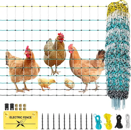 Red eléctrica para aves de corral, redes portátiles de malla para pollos, patos, gansos, pavo, cercado eléctrico para patios traseros, granjas,