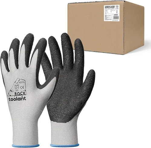 Miniatura 39 de toolant Guantes de trabajo de látex arrugado a granel, guantes de trabajo de seguridad con revestimiento de goma para hombres y mujeres, 12 pares