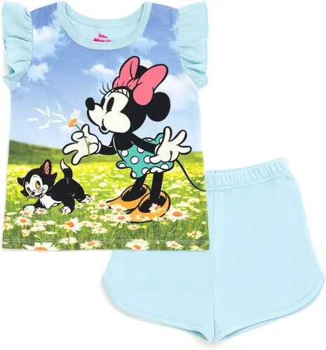 Miniatura 4 de Disney Minnie Mouse Lilo & Stitch Little Mermaid Ariel - Conjunto de camiseta floral y pantalones cortos de rizo francés, para bebés y niños grandes