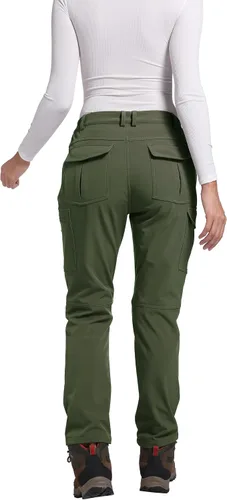 Miniatura 7 de LINLANG EN Pantalones de senderismo impermeables con forro polar para mujer, aislados, softshell, cálidos, para invierno y esquí