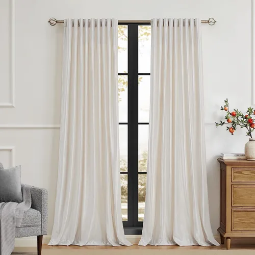 Miniatura 24 de PRIMROSE Cortinas de terciopelo champán de 63 pulgadas de largo para sala de estar, juego de 2 paneles opacos, bolsillo para barra, pestaña trasera
