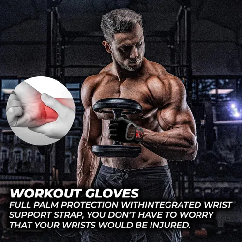 Miniatura 25 de Guantes de entrenamiento FIGHTSENSE para hombres y mujeres, guantes de levantamiento de pesas con palma acolchada de silicona antideslizante