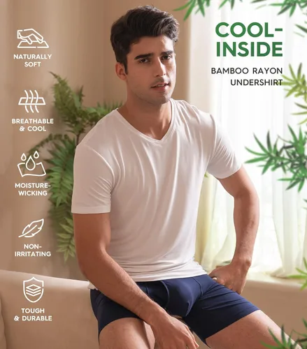 Miniatura 2 de DAVID ARCHY Camisetas suaves y cómodas de rayón de bambú para hombre, camisetas de manga corta, paquete de 3