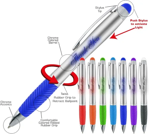Miniatura 2 de Bolígrafos personalizados, paquete de 80 grabados láser sin granel, bolígrafo de 3 pulgadas, lápiz óptico y área personalizada con luz, nombre