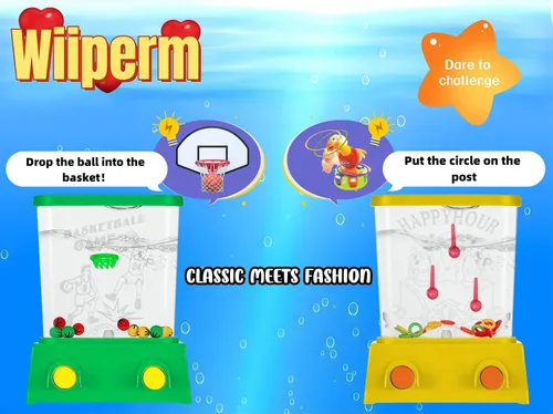 Miniatura 8 de 2 piezas de juegos de mano de agua para niños, lanzamiento de anillos de peces y baloncesto, retro, mini juguete naranja, juego de mano para lanzar