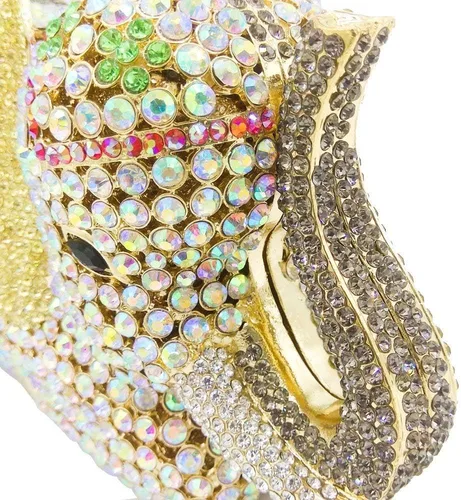 Miniatura 5 de Boutique De FGG Elefante de noche embragues bolsos de mano de metal cristal embrague Minaudiere boda carteras y bolsos nupciales